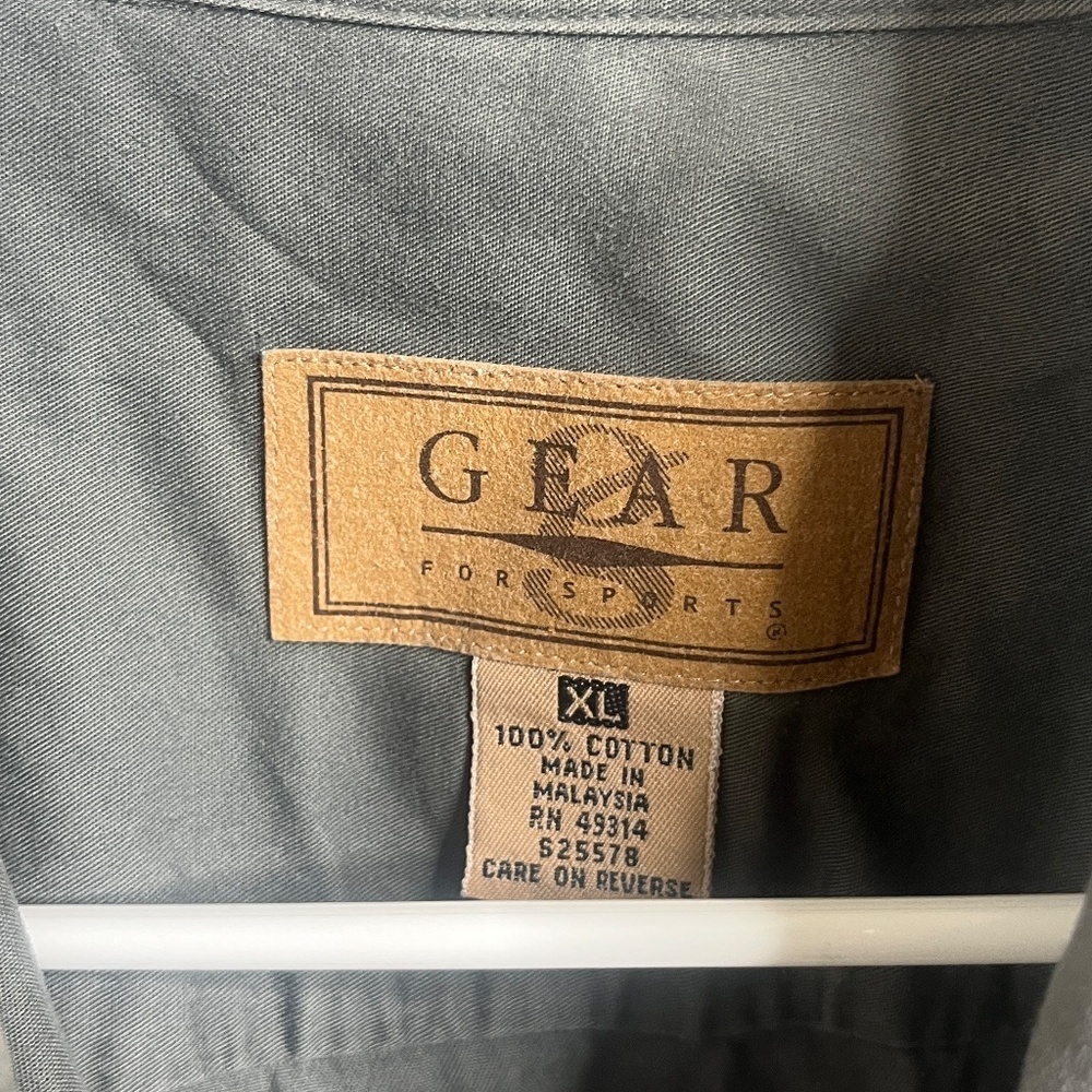 Vintage Gear for Sports Gray Cotton Button Down Shirt XL Casual Outdoor - Picture 3 of 8